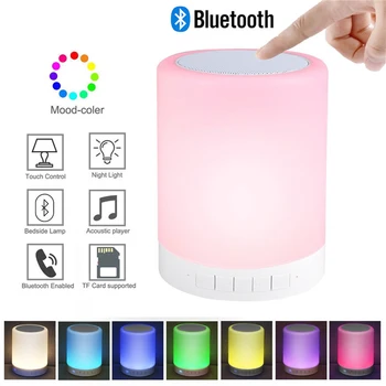 Bluetooth Zvočnik Prenosni Brezžični Mini Predvajalnik se Dotaknite Pat Svetlo Pisane LED Nočna Lučka ob Postelji, Za Mizo namizne Svetilke Zvočniki