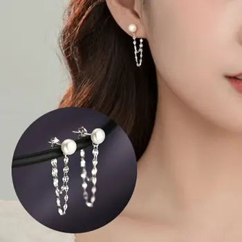 Moda Korejski Earings Kristalno Pearl Tassel Uhani Geometrijske Obesek Nevesta Poročni Nakit Darilo Uhani Za Ženske