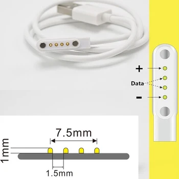 Kabel za polnjenje, USB 2.0 Moški-4 Pin Magnetni Polnilnika priključite Kabel Za Pametno Gledati GT88, GT68, KW08, KW18, KW88, KW98