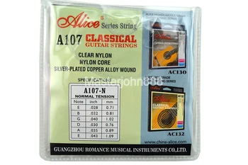 Alice A107-N Jasno Najlon Silver Plated Bakrovih Zlitin Rane Klasične Kitare, Godala 1. in 6. Strune Brezplačno Shippng