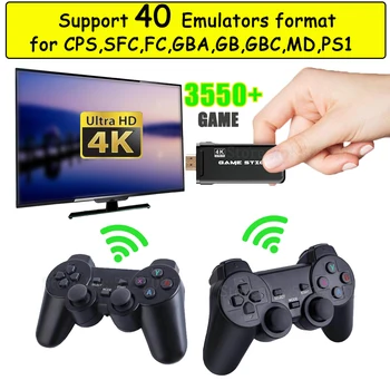 4K HD 64bit 32GB 3550 Igre in Video igre, Konzole HDMI 2.4 G Brezžični za CPS PS1 Mini Retro Palčko Dvojno Gamepad Krmilnika Darilo