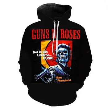 Guns N Roses 3D Tiskanje Hoodie Šport za Moške in Ženske Priložnostne Modni Športni All-tekmo Ulične Harajuku Slog Hooded Sw