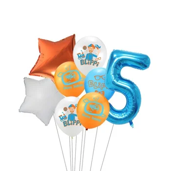 Blippiing Temo Aluminijasto Folijo Latex Balon Kombinacija Novorojenčka Rojstni Dekoracijo Dobave Happy Birthday Balon