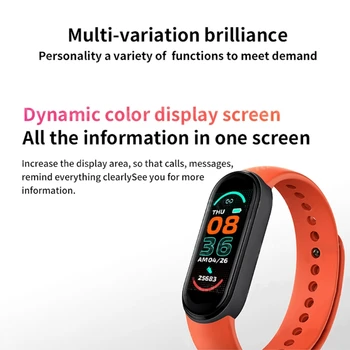 2021 Original M6 Pametno Gledati Moški Ženske Športna Zapestnica Srčni Utrip Fitnes Sledenje Bluetooth Smartwatch Za Xiaomi Apple, Android