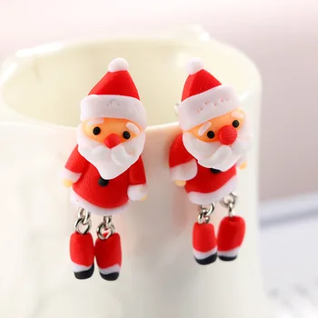 Ustvarjalne Osebnosti Ročno polimerne gline Uhan 3D cartoon Santa Claus split ušesa klinov