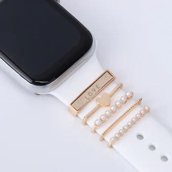 Kovinski Čare Okrasni Obroč za Apple Watch Band Diamond Ornament Pametno Gledati Silikonski Trak Pribor Za iwatch Zapestnica