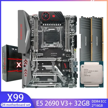 JGINYUE X99 D4 Matično ploščo Kit Komplet Kombinirani Z Xeon E5 2690 V3 LAS 2011-3 CPU 2pcs *16 G= 32GB DDR4 ECC RAM Pomnilnika Four channel
