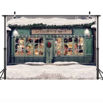 Božič Igrače Shop Banner Ozadje Okraski Pozimi Retro Trgovina Photoshoot Sneg Področju Otroci Rojstni Dan Portret Ozadju Studio