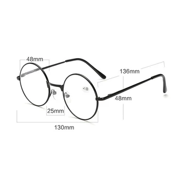 Iboode Retro Kovinski Krog Obravnavi Očala Končal Dioptrije +1.0 1.5 2.0 2.5 3.0 3.5 Unisex Branje Presbyopia Očala Ženske Moški