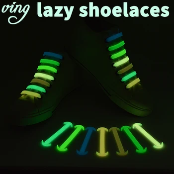 14 kos/veliko VING Nove Unisex Silikon Elastična Ne Kravato shoelaces Šport Superge Svetlobni Trak Lacet Chaussure Ox Rog shoelaces