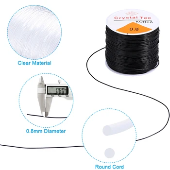 2 Roll Močna Elastična Kristalno Beading Kabel 0,8 mm za Zapestnice Stretch Nit Niz Ogrlica DIY Nakit Izdelavo Vrvi Line