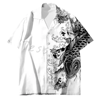 Tessffel Samuraji na Japonskem Tatoo 3D Tiskanja Moške Havajske Srajce Plaži Majica Fashion Poletje Harajuku Priložnostne Oversize Ulične S8