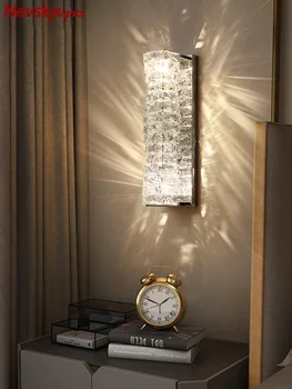 Stenske luči foyer led stenska svetilka za kopalnico zlato ogledalo svetlobe kristalno steno sodobne rov postelji luči wall mount svetilka