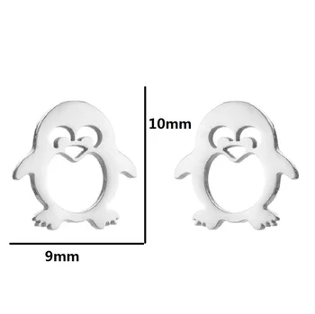 Lep, Majhen Pingvin Stud Uhani za Ženske Črna Žival iz Nerjavečega Jekla Uhan Otrok Nakit Ear Piercing Dodatki