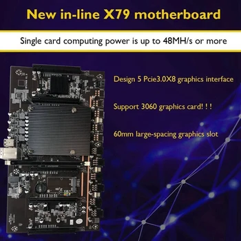 X79 H61 BTC Rudarstvo matične plošče, 5X PCI-E Podpora 3060 3070 3080 GPU z E5 2620 CPU RECC 4 GB DDR3 Pomnilnika, 120 G SSD+Fan