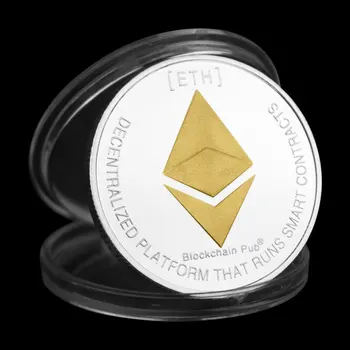Ethereum Kovanec 40 mm Crypto Kovancev ETH Fizično Cryptocurrency Silver Plated Spominke in Darila Dom Okraski Soba Dekor