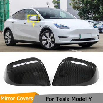 Avto Rearview Mirror Zajema Kape za Tesla Model Y 2019-2021 Suho Ogljikovih Strani Ogledalo Kape Zajema Lupini Dodaj Na Slog