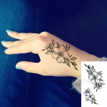 Nepremočljiva Začasni Tattoo Nalepke Black Lobanje Cvet Flash Tattoo Ponaredek Tatto Roko Roko Vratu Telesa Body Art za Ženske Moški