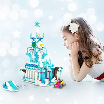 Novo MOC Princesa Ice Grad Serije Model Opeke DIY Ustvarjalne Sanje Svetu Sneg Državi gradniki Dekleta Igrača za Otroke Darila