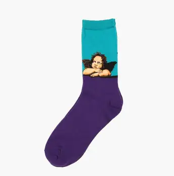 1 Par moda smešno umetnosti nogavice ženske moški bombaž slavni slika nogavica van Gogh Mona Lisa da Vinci pisane dolge posadke nogavice moški