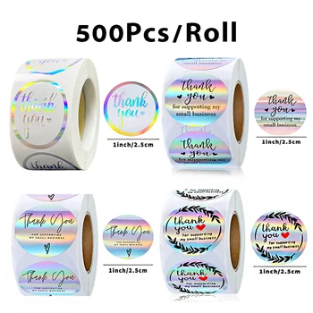 500 Kos/Roll Hvala za Moja Mala Podjetja Rainbow Srebro Hvala Etikete, Nalepke, Samolepilne Dostava Poštne Nalepke, Tiskovine