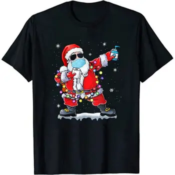 Socialni Oddaljujejo Božič Santa Vzorec T-Shirt Smešno Božič TShirt Priložnostne Božič Natisnjeni Kratek Rokav Grafični Tees Vrhovi