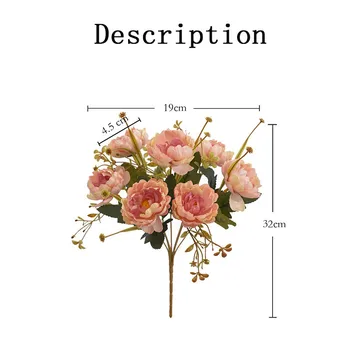 Umetno Cvetje 32 cm 7heads Šopek Vrtnic Evropske Eleganco Zahvalni Dekor Za Dom Tabela Padec Kopalnica Določa Dekor