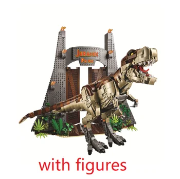3156pcs Jurassic Svetu, T. rex 11338 Divjanja Gate Park Velik Velikan Dino Stavbe Blockstoys Igrače določa Model darila
