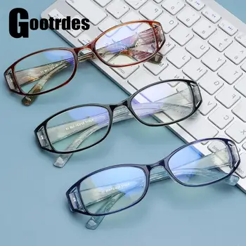 Nova Anti Modra Svetloba Obravnavi Očala za Ženske Modni Elegantno Cvetje Presbyopic Očala Udobno PC Okvir Bralci Očala