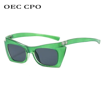 OEC CPO Moda Kvadratnih sončna Očala Ženske blagovne Znamke Oblikovalec Steampunk sončna Očala Ženski UV400 Odtenki Letnik Mačka Oči Očala O1299