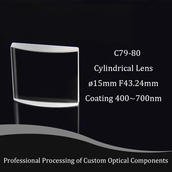 Plano-konveksna Cilindrično Lečo Premera 15 mm Center Debeline 3 mm Rob Debeline 1.53 mm C79-80 Materiala, Optično Steklo