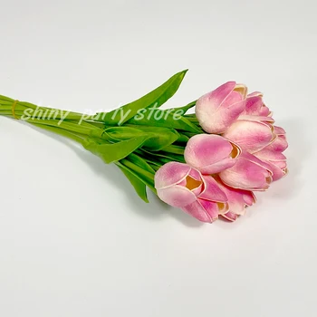 Belo Rumeni Tulipan Umetne Rože Pravi Dotik Umetno Šopek Ponaredek Cvet za Poročna Dekoracija, Cvetje Doma Garen Dekor