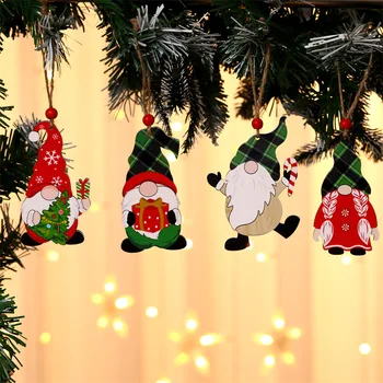 Božič Santa Gnome Lesene Santa Claus Leseni Okraski Visi Gnome Elf Skandinavskih Gnome Okraski za Božično Drevo