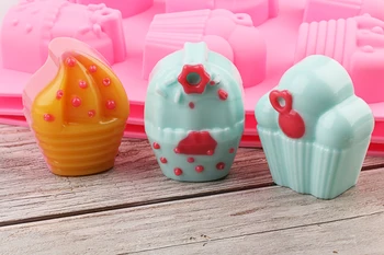 Vroče 6 Celic Silikonsko Plesni Sladoled Oblike 3D Torto Plesni Čokoladni Bonboni Žele Plesni Cupcake Stranka, Fondat Torta Dekor Orodja
