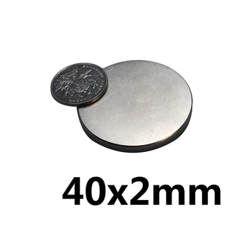 1/2PCS 40x2mm Super Močan Močan Magnetni 40mmx2mm NdFeB Stalno Neodymium Magneti N35 40x2 mm Velika Okrogla Magnet 40*2 mm