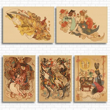Korejski igro znakov Sliki Kraft papir, Kraft Papir za Plakat Notranje Barvanje Obnavljanje Stenske Nalepke Doma Dekor