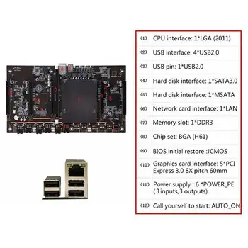 VROČE-H61 X79 BTC Rudarstvo Matično ploščo S CPU 5X PCI-E 8X LGA 2011 DDR3 Podporo 3060 3080 GPU Za BTC Rudarstvo