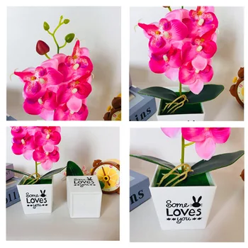Umetni Metulj Orhideja Bonsaj Ponaredek Cvetlični Lonec z Doma Pohištvo Dekor Orhideja spraviti spraviti zelenih rastlin okraski