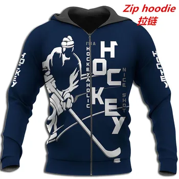 Lepo hokej na ledu umetnosti 3D full tiskanja hoodie jeseni in pozimi moda zadrgo hoodie moških in žensk ulica športna majica