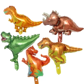 Dinozaver Stranka Folija Balon na Helij Globos stoji zelen dinozaver Rdeči zmaj rojstni dan deco stranka potrebščine, fant, otroci igrače, risanka