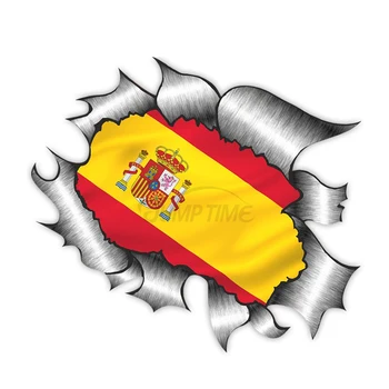1PCS Raztrgala Raztrgana Metal Design s Španijo špansko Zastavo Motiv Vinil Avto Nalepke za Windows Odbijača 13CM