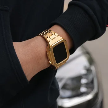 Iz nerjavečega Jekla, trak za Apple Watch Band 44 45 mm Spremembo Plemenita Kovina Trak+Primeru za IWatch Serije 7 JV 6 5 4 Pribor