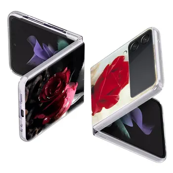 Lepe Rdeče Vrtnice Ohišje Za Samsung Galaxy Ž Flip 3 5G Pregleden Težko Mobilni Telefon Kritje ZFlip Jasno PC Luksuzni Lupini Coque