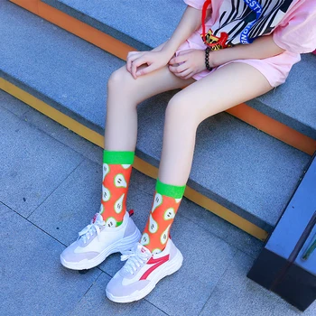 Smešno lepe ženske nogavice, bombažne vroče barve, Banana, Jabolko Hruška Kawaii Harajuku srečen sadje skateboard city fashion hip hop cev nogavice