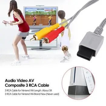 1.8 metrov pozlačeni Avdio-Video, AV Composite 3 RCA Kabel za Nintend Wii