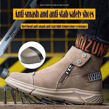 Neuničljiv varovalni Čevlji S Jekla Toe in Anti-Zabodel Delo Škornji za Moške Lahki in Non-Slip Varjenje Čevlji
