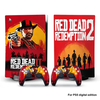 Rdeča Mrtva Slog PS5 Digital Edition Kože Nalepke za Playstation 5 Konzole & 2 Krmilniki Nalepke Vinyl Varovalne Kože 1