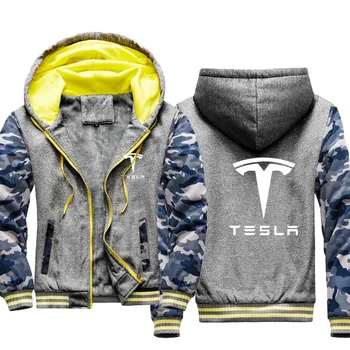 2021 Modi Nove Moški suknjič pozimi Toplo Slim žamet zadebelitev Tesla Car Logo Print Majica Moška Oblačila