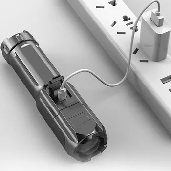 Mini Led Svetilka Super Svetla USB Polnilna Led Svetilko Zunanji Prenosni Doma Vgrajeno Baterijo Multi-funkcijo Baklo Lanterna