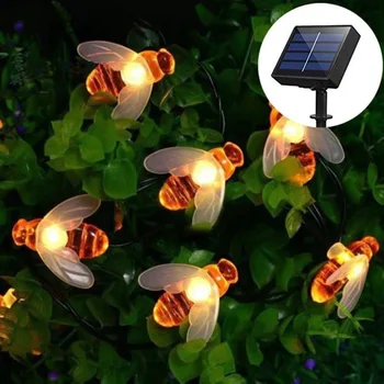 20/50 LED Srčkan Honey Bee 5M/10M Solarna Svetilka Power LED Niz Vila Luči Sončne Venci Vrt Božični Dekor Za na Prostem